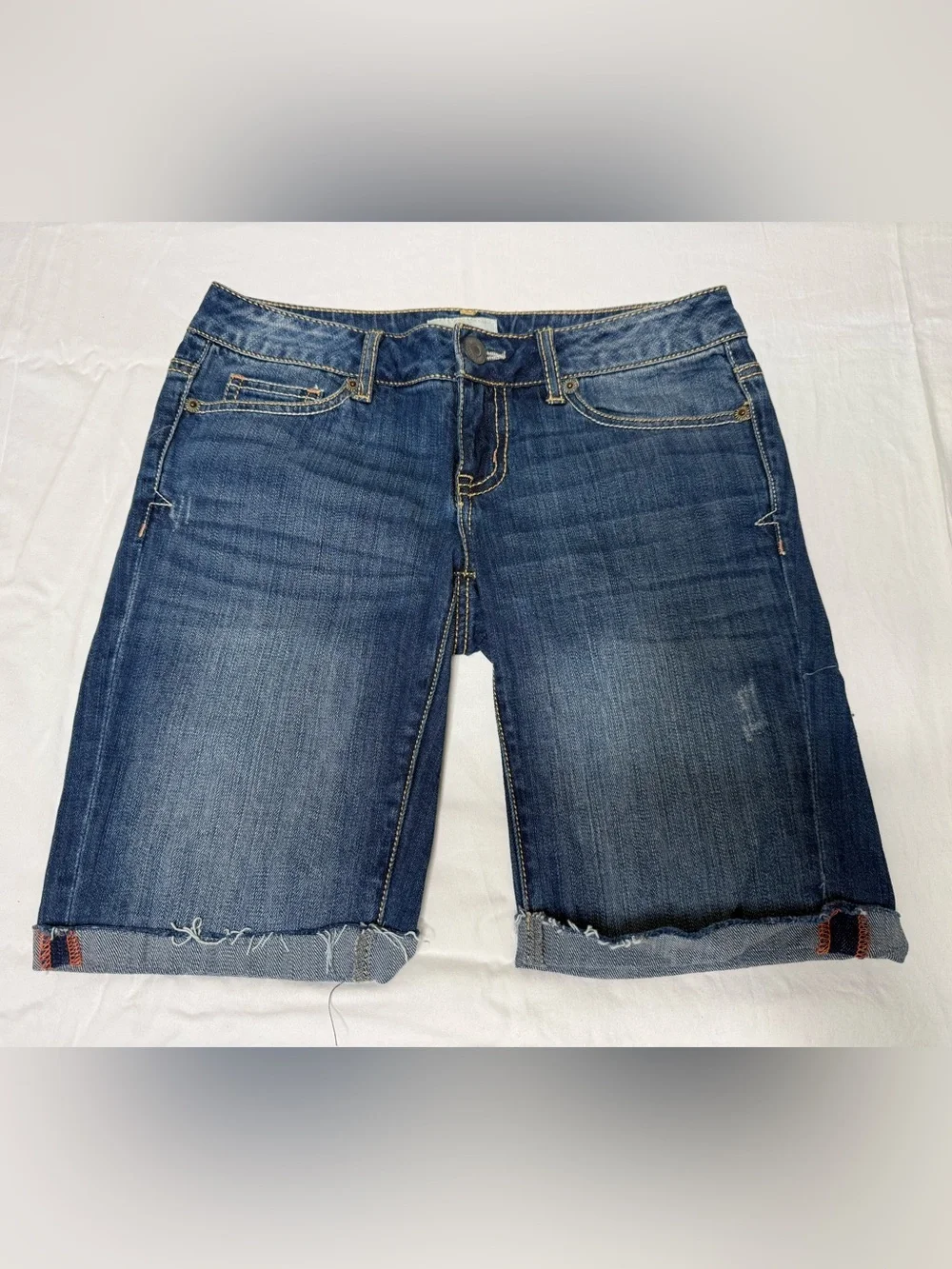 Aeropostale Size 0 Denim Bermuda Shorts Y2K Cuffed Distressed